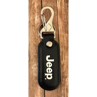 Chaveiro Jeep Com Mosquetão Em Couro Cor Preto