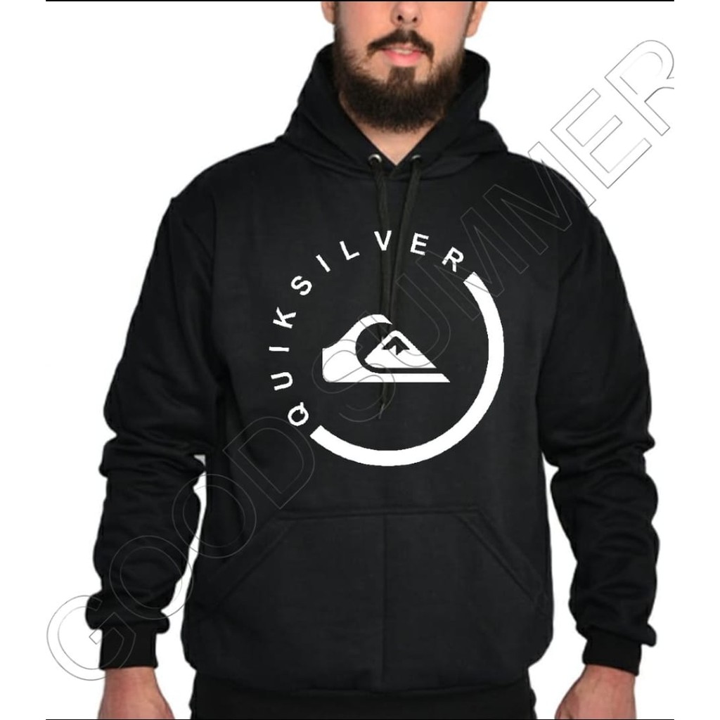 Blusa moletom Quiksilver marcas famosas luxo modelo canguru flanelado unissex
