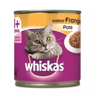 Ração Úmida Lata Whiskas Gatos Adultos Patê de Frango 290g