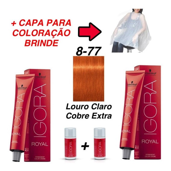 Coloração Igora Louro Claro Cobre Extra 2- 8-77 + 2- Ox 30