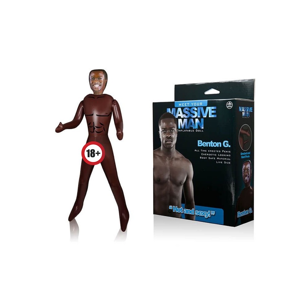 MASSIVE MAN BENTON G. - BONECO INFLÁVEL NEGRO COM PÊNIS INFLÁVEL