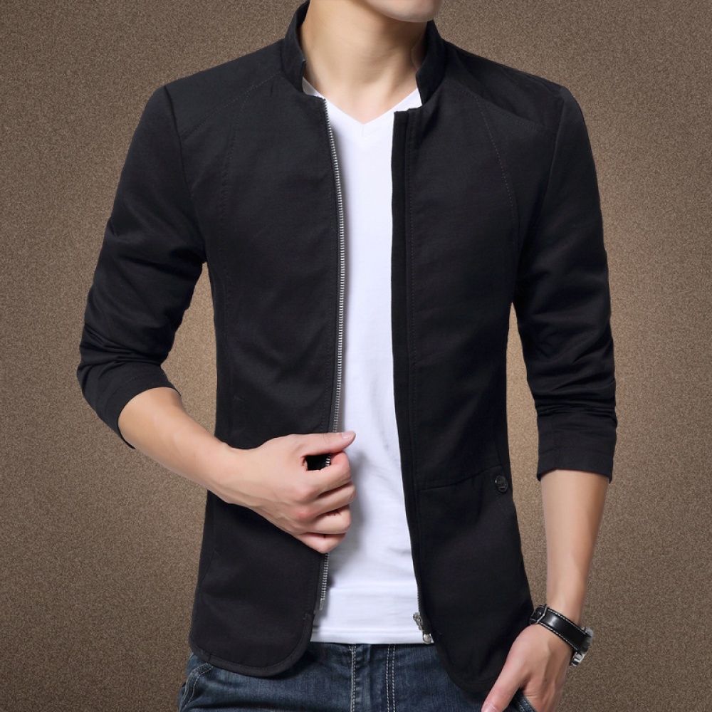 Mens Jaqueta Moda Gola Em Pé Casacos Homens Slim Fit Business Casual Masculino Jaquetas Roupas Plus Size M-5Xl