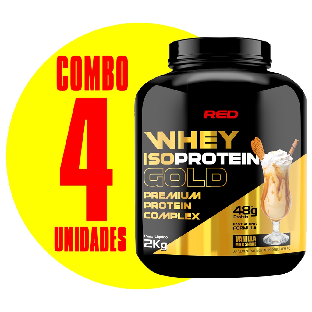 4 Potes Whey Isolado e Concentrado Blend Isoprotein Gold 2kg