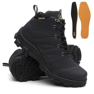 Bota Coturno Masculina De Couro Adventure Impermeavel + Palmilha e Carteira