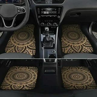 4Pcs Classic Print Car Floor Mats Tapetes Protetores Anti Sujeira Para Automóveis Acessórios Interiores De Cabe Na Maioria Dos Carros SUVs E Caminhões