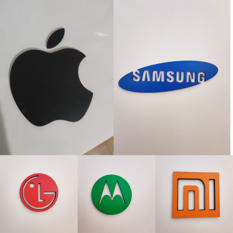 kit com 5 Logo Marcas de Celulares e eletrônicos Em MDF Decoração Loja