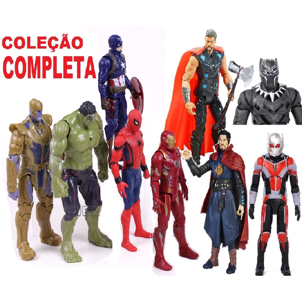 KIT 9 BONECOS COLEÇAO COMPLETA VINGADORES HEROIS 18 CM ARTICULADOS ALTA ...