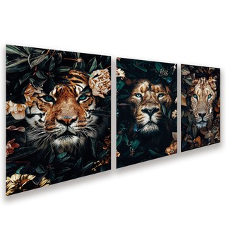 Quadro Decorativo Canvas Animal Selvagem Tigre Por do Sol