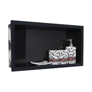Nicho banheiro porcelanato preto 30x40 borda de alumínio