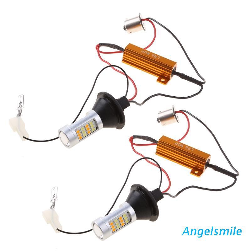 ANG 1pair BAU15S 42LED 2835 SMD 50W DualColor Switchback DRL Turn