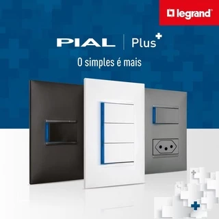 Tomadas 10A 20a Teclas Placas 4x2 e 4x4 Interruptores Legrand Linha Pial Plus + Qualidade e Elegância Simples/Paralelo
