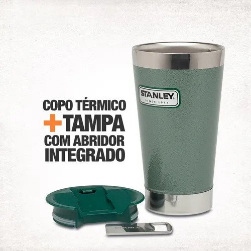 Copo Térmico de Cerveja (Com Tampa) Stanley Classic Stay Chill cor Maple, 473ML Original