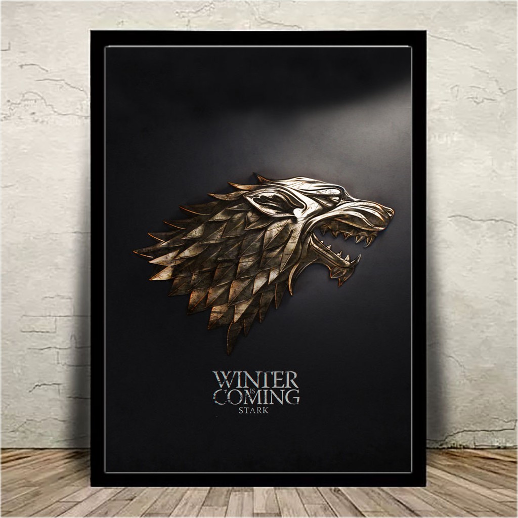 Quadro GRANDE Game Of Thrones Casa Stark 60X40cm C/ VIDRO