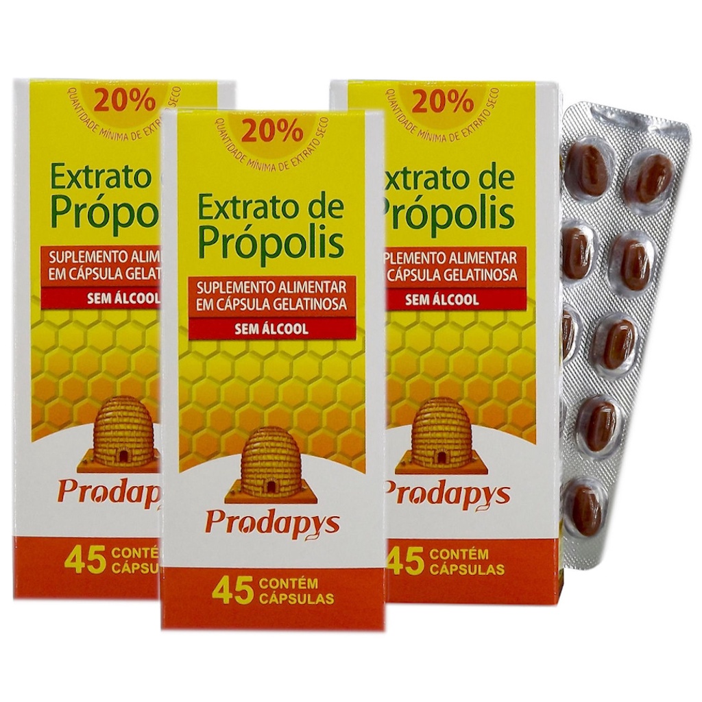 Própolis Marrom - Suplemento Alimentar 45 Cápsulas sem Álcool Kit com 3 ...