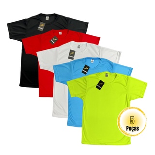 Kit 5 Camisetas Esportiva Masculino Dry Tech Academia Treino Tecido Furadinho e Respirável