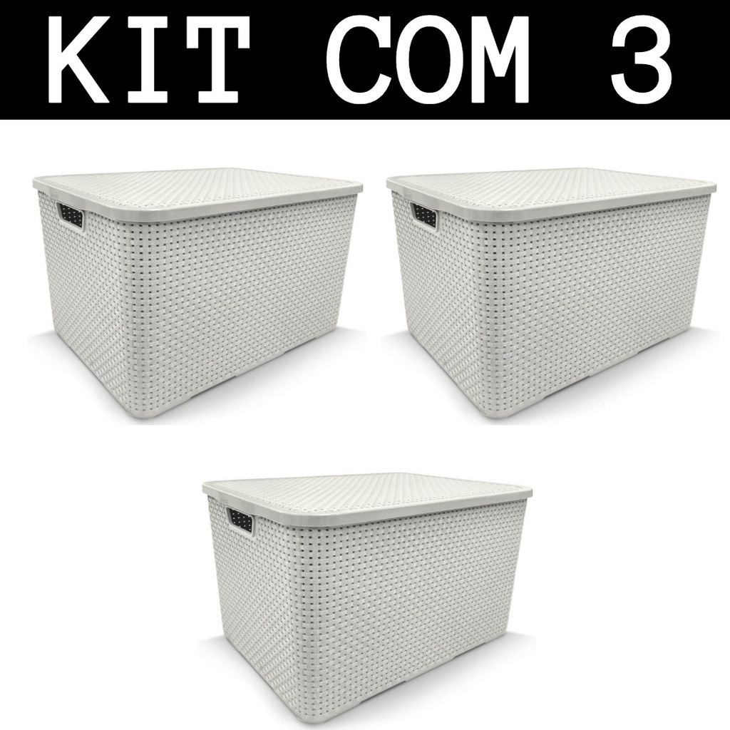 Kit C Cesto Caixa Organizadora Rattan Litros Branca Shopee