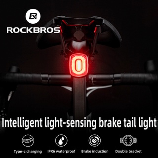 Rockbros Lanterna Traseira Bike Brake Light Com Sensor Freio Tipo-C Recarregável IPX6 À Prova D