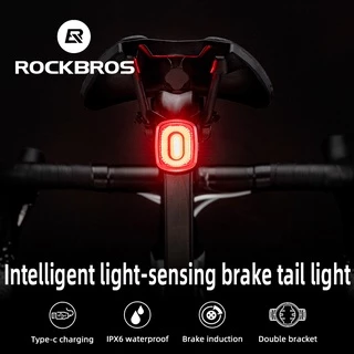Rockbros Lanterna Traseira Bike Brake Light Com Sensor Freio Tipo-C Recarregável IPX6 À Prova Dágua