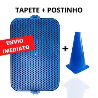 Kit Postinho Educador Poste Xixi Fácil + Tapete Xixi Dog Tapete Higiênico Canino Sanitário Canino Cachorro Azul