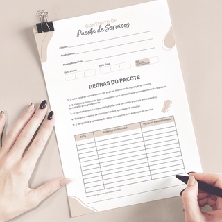 Contrato Pacote Serviços - Manicure / Estética / Depilação / Banho e Tosa / Salão / Massoterapia / Podologia / Etc