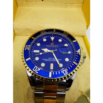 Relógio Luxo Tecivet Original serie Ouro misto azul - ( a prova dagua ...