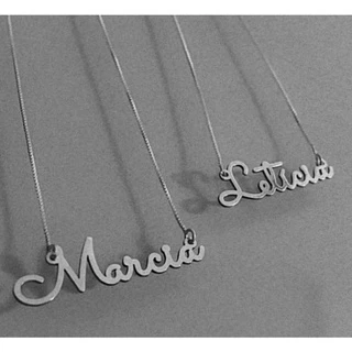 Corrente Colar com Nome Personalizado Em Prata 925