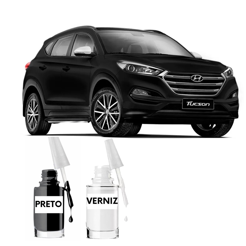 Tinta Tira Risco Automotiva Hyundai Tucson Preto Liso Ebony Black - Cód: EB