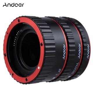 PR*Andoer Colorful Metal TTL Auto Focus AF Macro Extension Tube Ring for Canon EOS EF EF-S 60D 7D 5D II 550D Red
