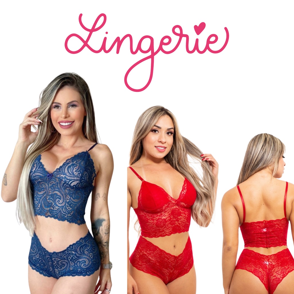 Kit 5 Conjunto Lingerie Sexy Renda Atacado Barato Shopee Brasil 