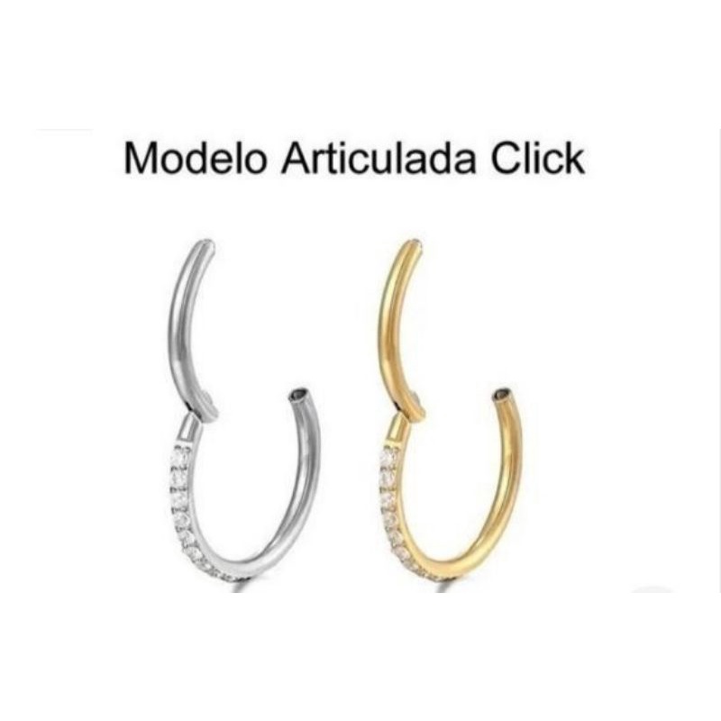 Piercing argola clicker haste fininha cravejada - Titânio G23 ou PVD  GoldPiercingsBub Gli Piercings & Trend´s