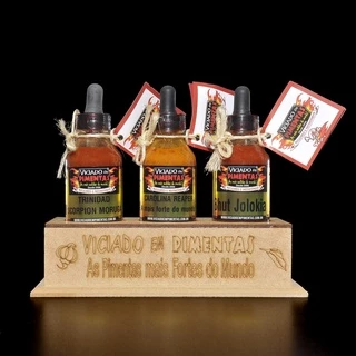 Kit 3 Pimentas Mais Fortes Do Mundo Ganhe Suporte Pimentas