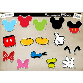 APLIQUES RECORTADOS ELEMENTOS TURMA DO MICKEY