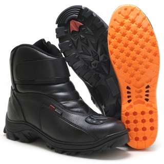 Bota Motociclista Motoqueiro Semi Impermeável Couro Legítimo Palmilha Em  Gel Preto - Feathers Boots