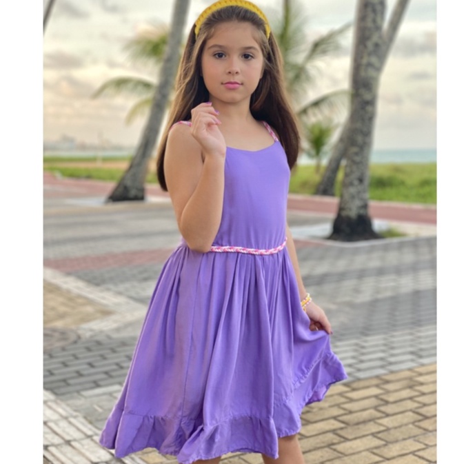 FANTASIA VESTIDO LILAS BOLINHA BABADOS PRINCESA SOFIA LUXO