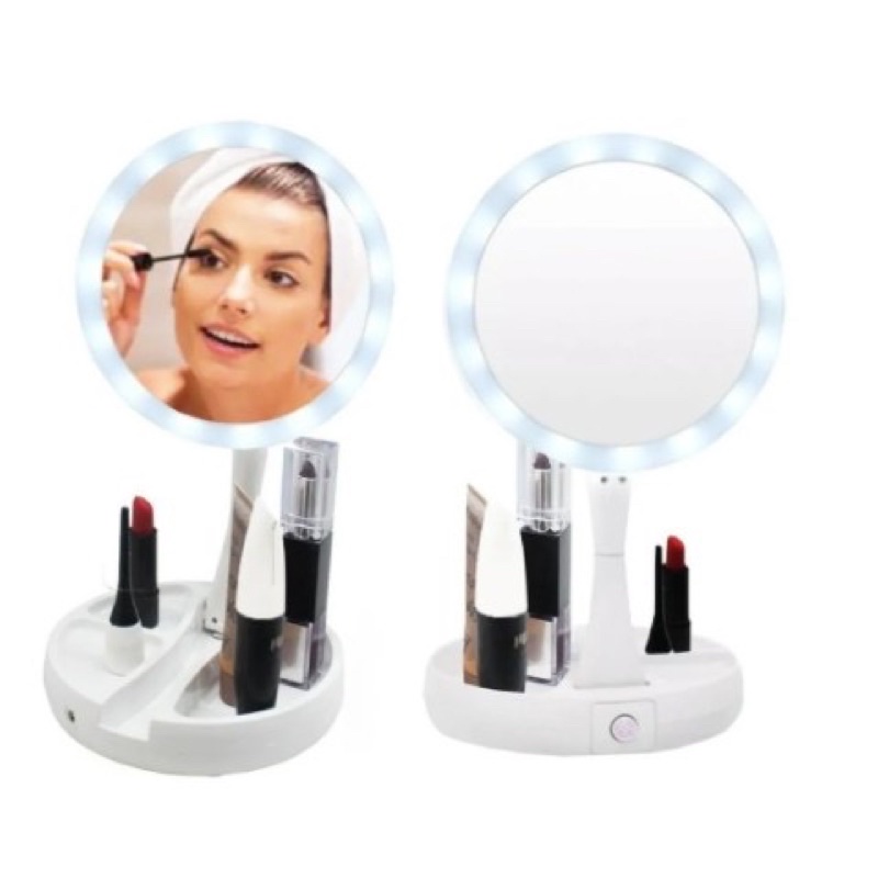 Espelho com Led De Mesa Com Aumento 10x Led luz Dobrável Para Maquiagem ...