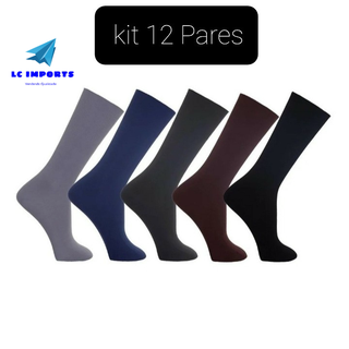 Kit 12 Pares De Meias Social Cano Longo Otima Qualidade