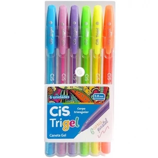 Caneta Cis Trigel Cores Pastéis - Kit C/6 - 0,8mm