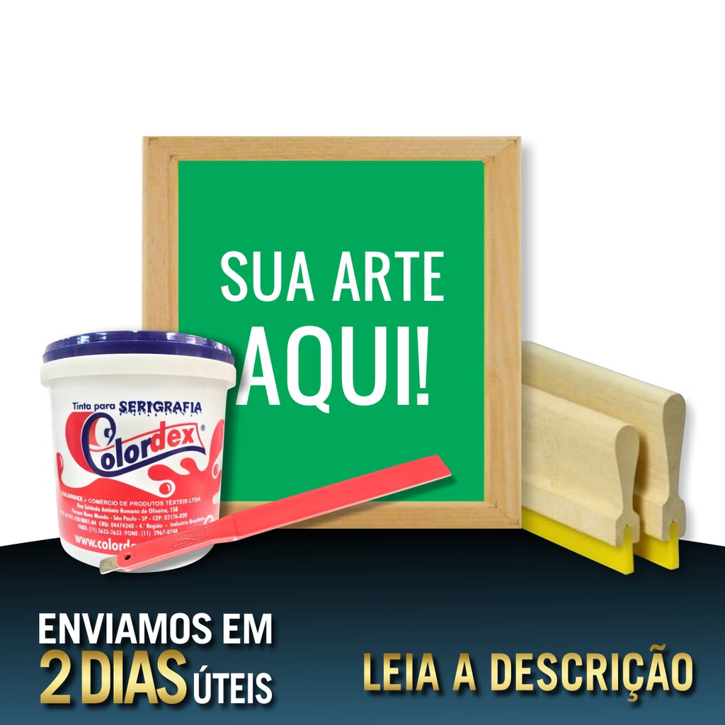 Kit Tela 40x40 Silk screen serigrafia Gravada + 1 Tinta + rodo + Espatula