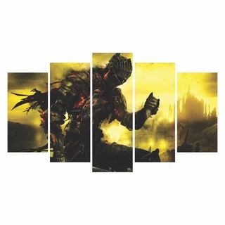 Quadro decorativo de mdf DARK SOULS - 60cm de altura x 102cm de largura Mosaico - 5 partes