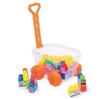 Carrinho De Puxar Didático Com Blocos Para Montar - Cotiplas