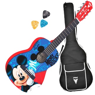 Violão Clássico PHX Disney Mickey Rocks Nylon VID-MR1 Azul Estudante Acompanha Capa e Palhetas