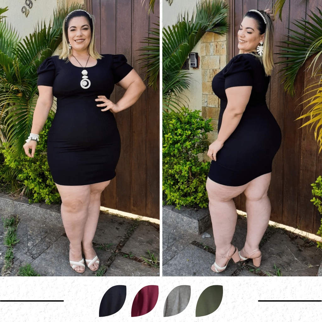 Vestido plus size decote princesa.