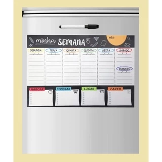 Quadro Magnético para Geladeira Lista de compras Planner Tamanho 40x30 cm