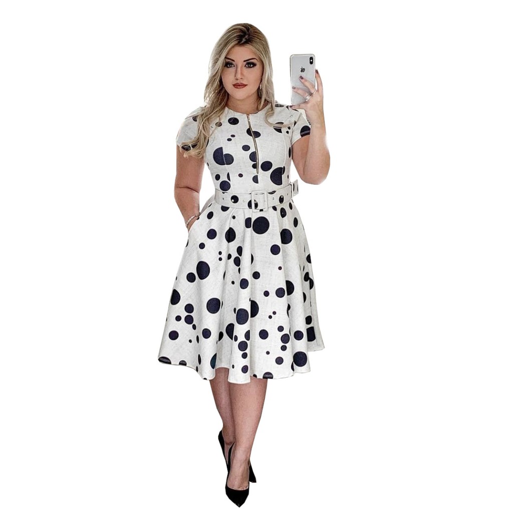 Vestido De Bolinha Anos 60 Feminino Festa Retrô Vintage Bolas