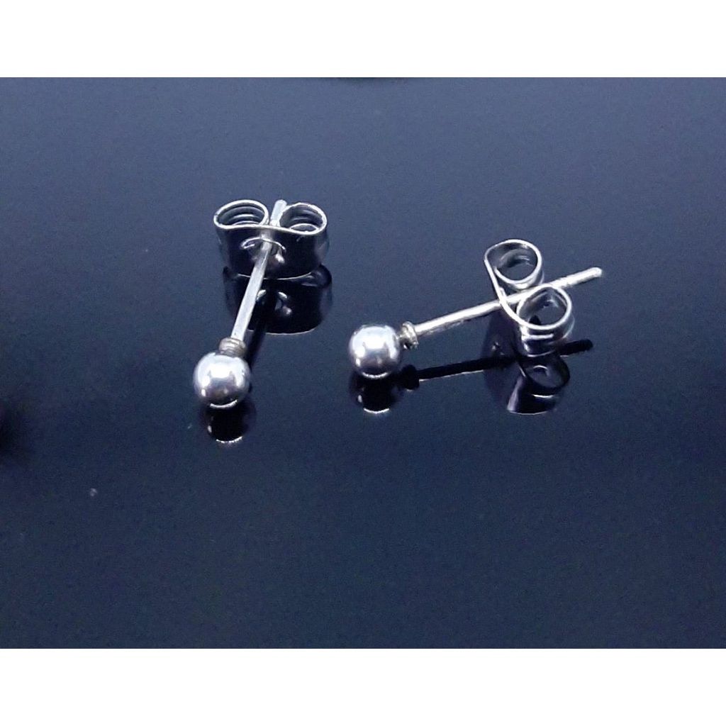 Brinco Aço Inox Cirúrgico Bolinha 3mm Anti Alérgico Unissex