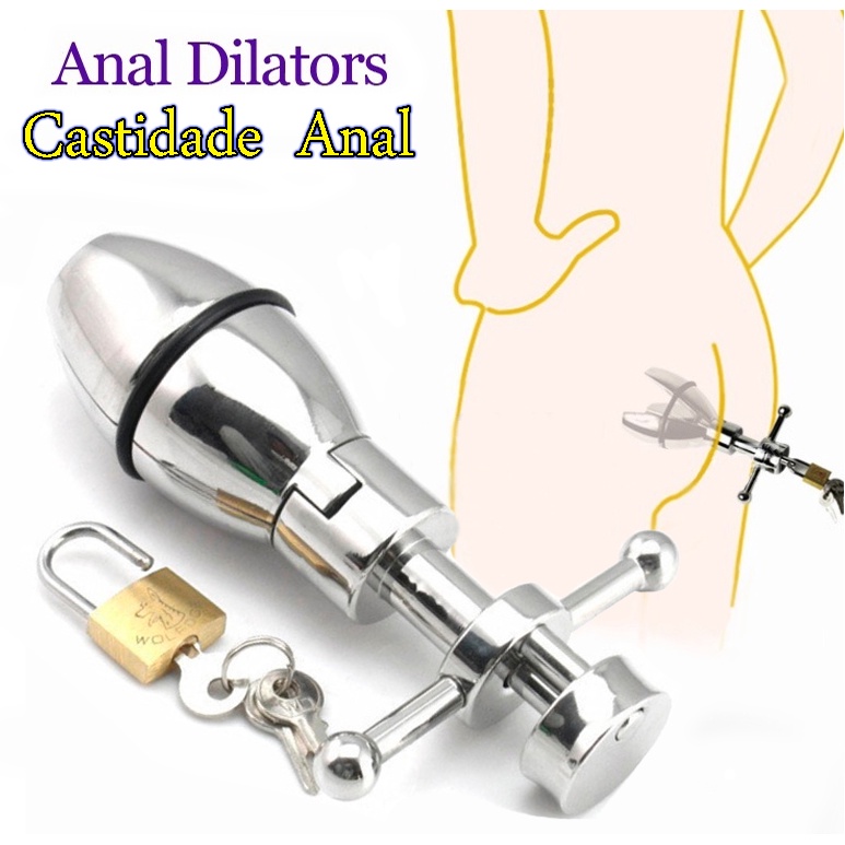 Plug Anal de Ao Dilatador com cadeado Castidade Anal Unissex Pnis  Castidade use para passear castidade - Desconto no Preo