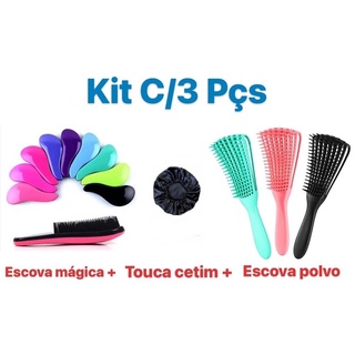 Kit De Escova Polvo + Touca Cetim + Escova Mágica Super Promoção