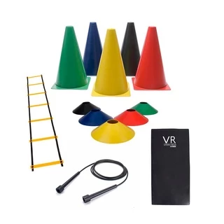 Kit Funcional 10 Cones / 1 Corda / 10 Pratos / 1 Escada / 1 Colchonete - Treino Funcional