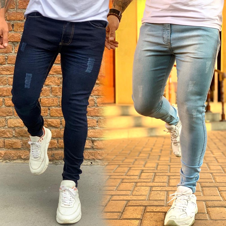 Calça jeans masculina 2024 ate a canela