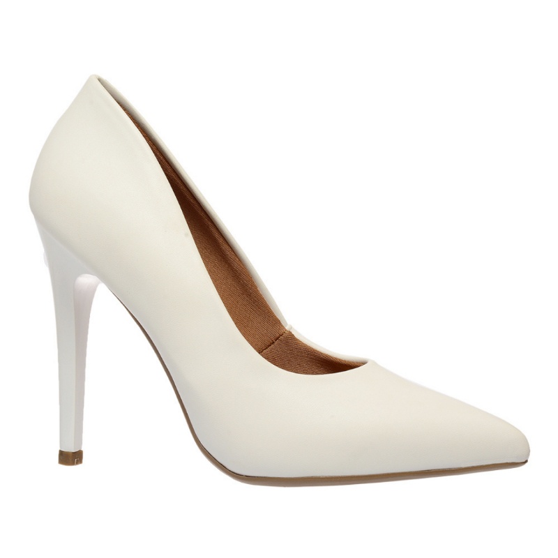 Scarpin Branco Fosco Sapato Feminino Planet Franca Salto Alto e Bico Fino